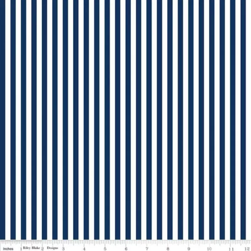 1/4" Stripes Navy Blue Riley Blake Designs Cotton Fabric RB-C555-Navy