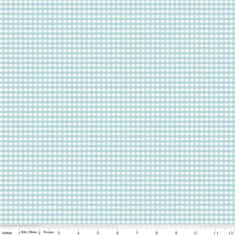 1/8 Inch Small Gingham Check Aqua Yardage
