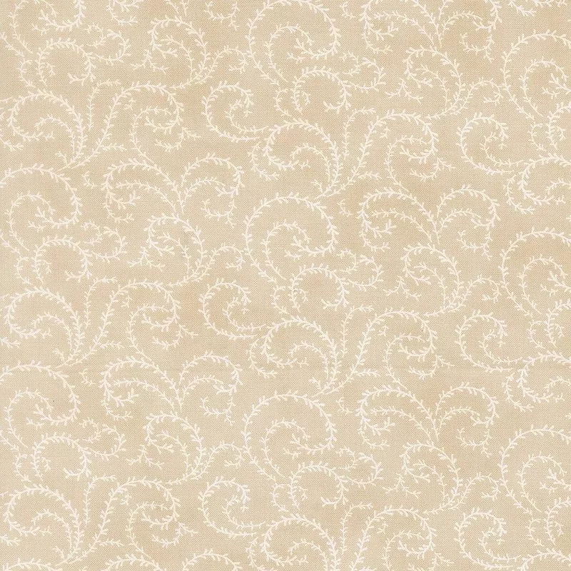 (44407 12) Breathtaking Blues Vine Ecru by 3 Sisters for Moda Fabrics. Sold in 1/2 Yard Increments