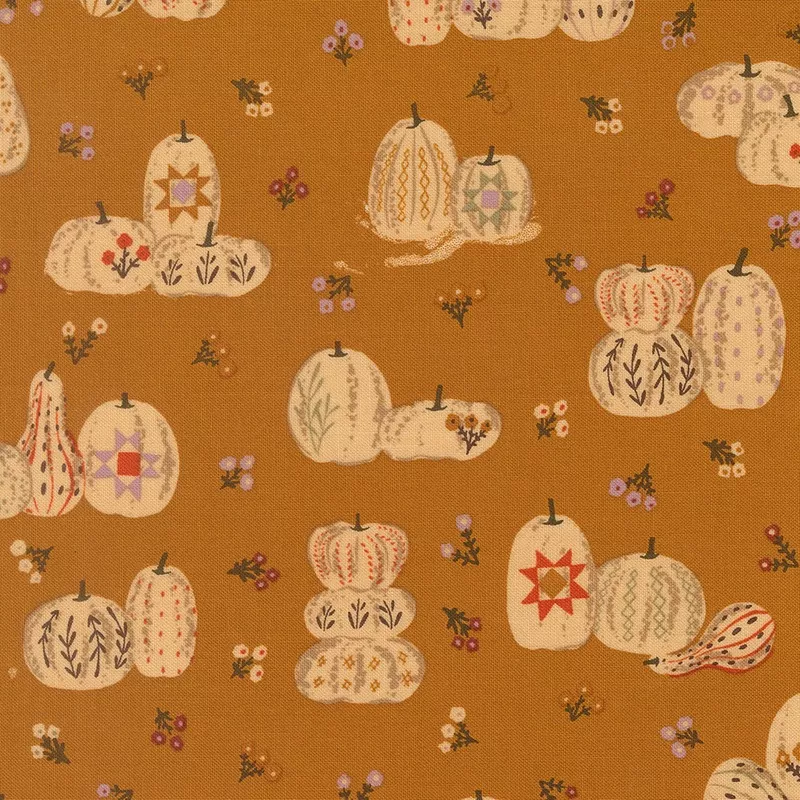 (45653 18) Windfall Pumpkin Patches Caramel by Stephanie Sliwinski of Fancy That Design House & Co. for Moda Fabrics. Sold in 1/2 Yard Increments