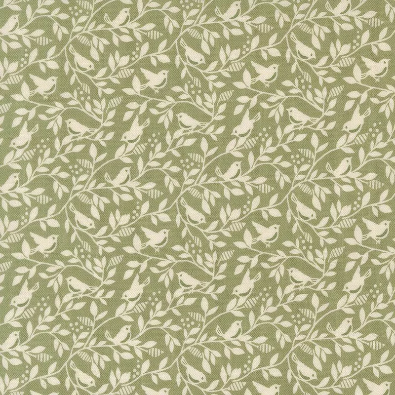 (5264 15) True Love Birds of a Feather Fern by Vanessa Goertzen of Lella Boutique for Moda Fabrics. Sold in 1/2 Yard Increments