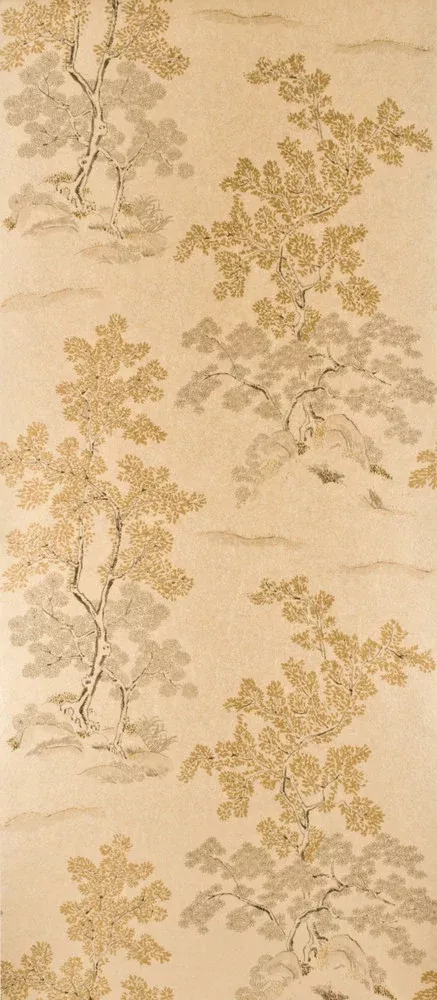 Oriental Tree Effects Taupe/Gold by G P & J Baker Designer Wallcovering