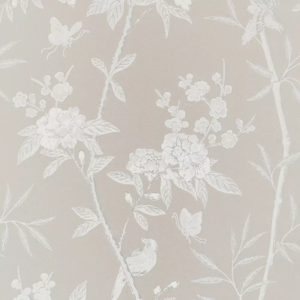 Peony & Blossom Soft Grey by G P & J Baker Designer Wallcovering