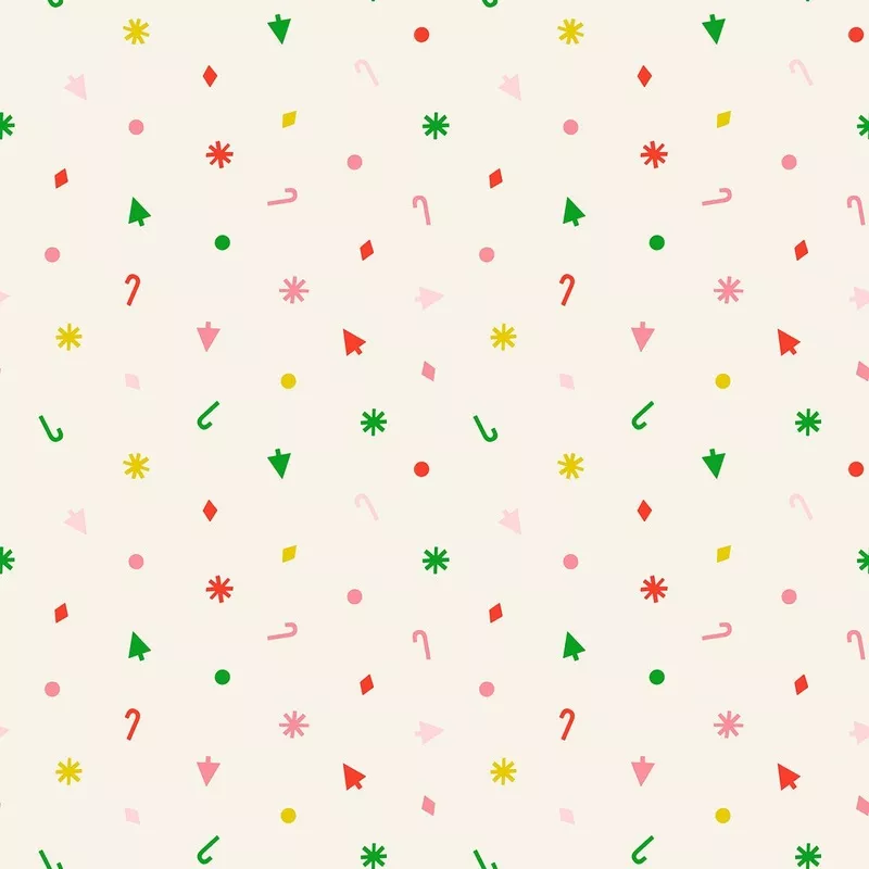 (RS3103 12) Merry Happy Christmas Confetti Christmas Blender Snowflakes Candy Canes Multi by Kimberly Kight for Ruby Star Society - Sold in 1/2 yard increments