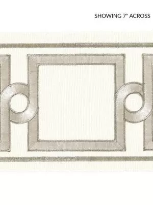 Square Link Embroidered Tape Platinum SCT32870001 by Scalamandre Designer Trim