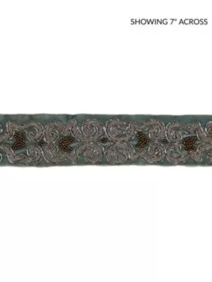 Zardozi Velvet Tape Mineral & Pewter SCT32900002 by Scalamandre Designer Trim