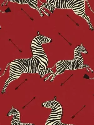 Zebras | Outdoor Masai Red SC363780001 by Scalamandre Designer Fabric
